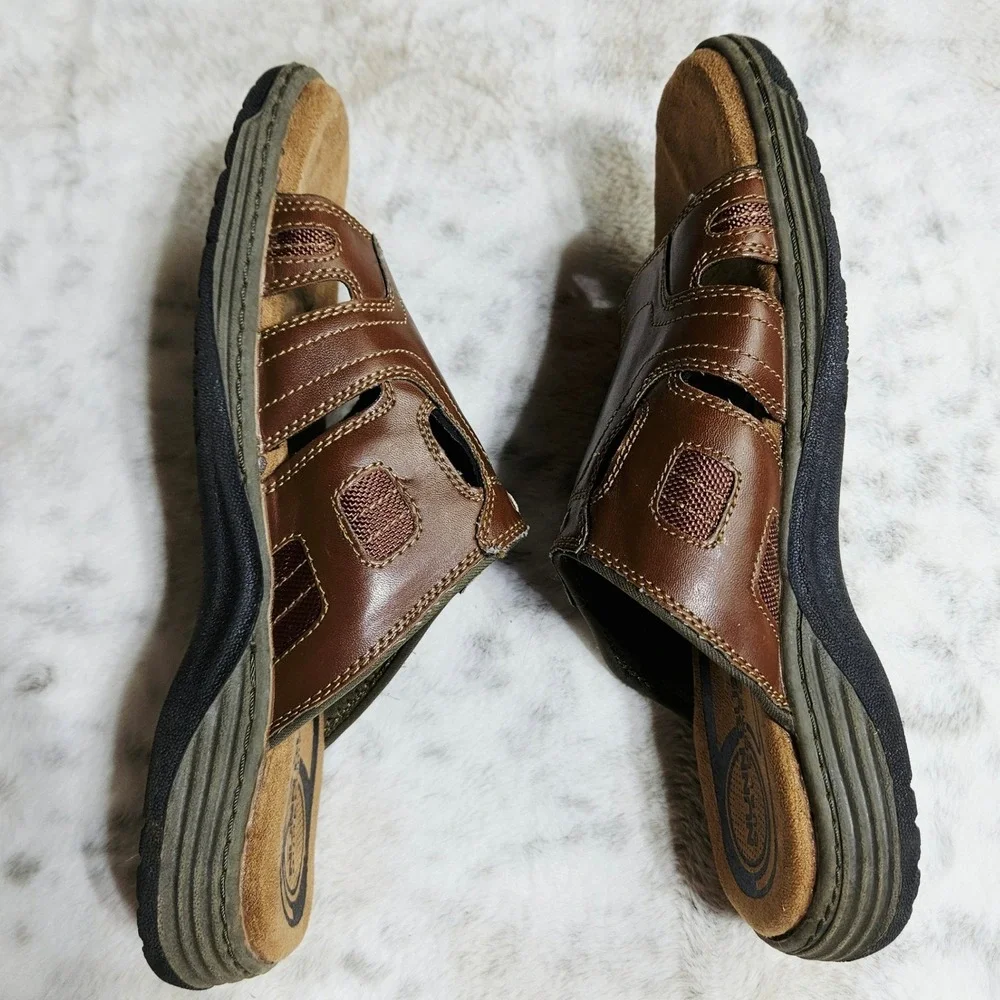 Nunn Bush Brown Dual Comfort Slide Sandals 11M 84416-221 Gorpcore Dad Core